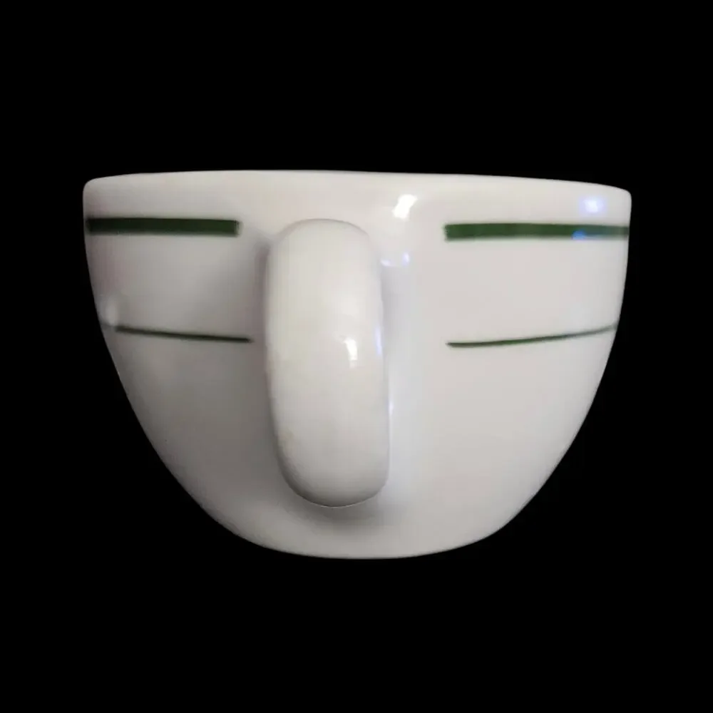 Buffalo China Green Stripe Restaurant Ware Coffee Cups Set of 4 White 3.25